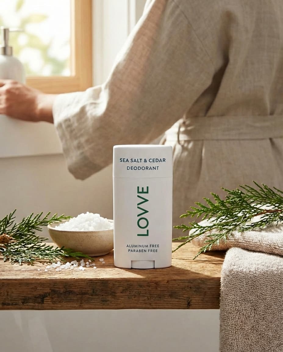 LOVVE Sea Salt & Cedar Deodorant Amazon lifestyle product image
